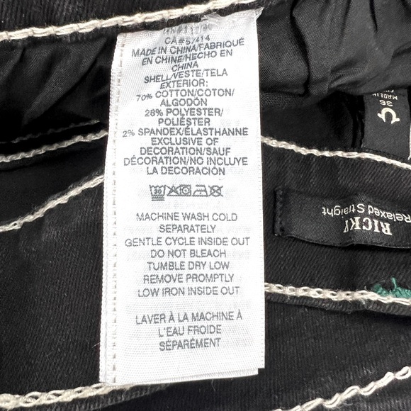 TRUE RELIGION JEANS, "RICKY BIG T FLAP STRAIGHT", “EASHED COAL GREY”, W36 L34 - Picture 9 of 14